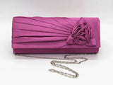 Women Clutch Rose Flowers Evening Bag Ladies Banquet Silk Handbag