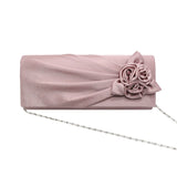 Women Clutch Rose Flowers Evening Bag Ladies Banquet Silk Handbag