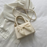 Women Shoulder Bag Bow Crossbody Leather Handbag Solid Zipper