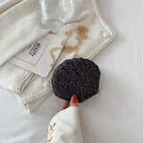 Stylish Sequin Shell Bag Metal Chain Crossbody