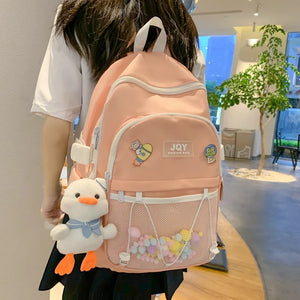 High School Middle School Students Backpack Teenage Girls Nylon Solid Women