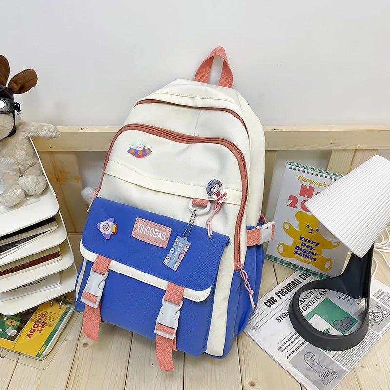 Japanese Backpack Women Nylon Panelled Ladies Shoulder Bags Waterproof