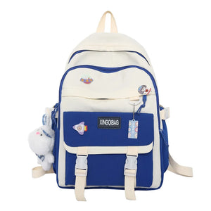 Japanese Backpack Women Nylon Panelled Ladies Shoulder Bags Waterproof