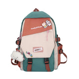 High School Woman Backpack Nylon Contrast Shoulder Bag Preppy Style