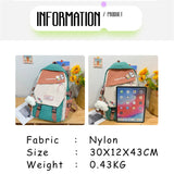 High School Woman Backpack Nylon Contrast Shoulder Bag Preppy Style