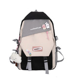 High School Woman Backpack Nylon Contrast Shoulder Bag Preppy Style