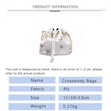 Flower Embroidery Leather PU Bucket Bag Crossbody Chain Shoulder Bag