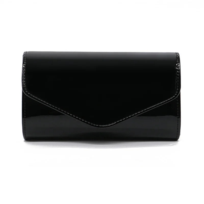 Leather Chain Shoulder Bag for Women Fold Wedding Clutch Wallet