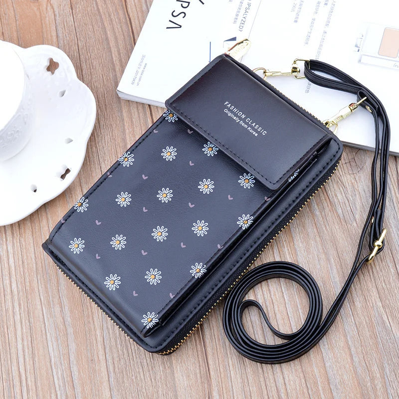 Women's Crossbody Bag Flower Print Money Clips