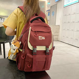 Nylon Casual Contrast Backpack Large Capacity Bags Unisex