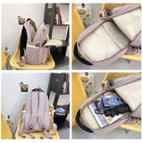Nylon Casual Contrast Backpack Large Capacity Bags Unisex