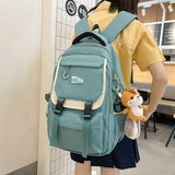 Nylon Casual Contrast Backpack Large Capacity Bags Unisex