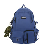 Green Nylon Female Backpack with Plush Pendant