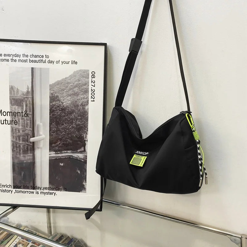 Nylon Women Shoulders Bag Casual College Student Ladies Satchel Unisex Men