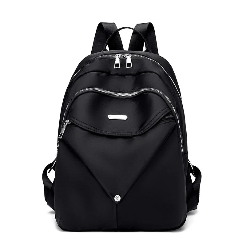 Oxford Elegance Ladies Backpack Metal Zipper Small Stylish Hiking Travel