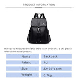 PU Backpacks Women Casual Large Capacity Travel Anti-Theft Shoulder Bag
