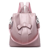 Vintage Bows Woman Backpack Small Casual Middle School Shoulder Bag Pink