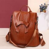 Vintage Bows Woman Backpack Small Casual Middle School Shoulder Bag Pink