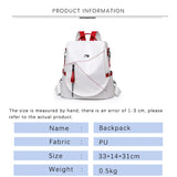 Anti-theft PU Leather Women Backpack - School Travel Girls Bag