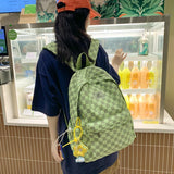 Plaid Unisex Female Travel Daypack Nylon Backpack