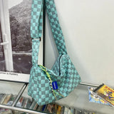 Plaid Woman Shoulders Bag Nylon Messenger Bags Ladies Satchel for Class
