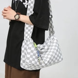 Plaid Woman Shoulders Bag Nylon Messenger Bags Ladies Satchel for Class