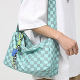Plaid Woman Shoulders Bag Nylon Messenger Bags Ladies Satchel for Class