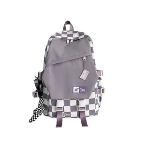 Plaid Women High School Bags College Student Teenage Girls Lattice Backpack