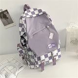 Plaid Women High School Bags College Student Teenage Girls Lattice Backpack