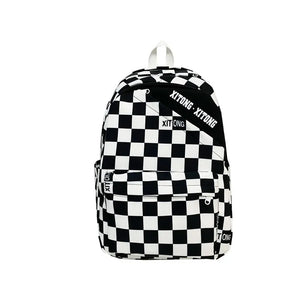 Casual Plaid Women's Backpack Nylon Girls Shoulder Bags Unisex