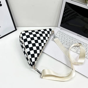 Plaid Crossbody Bag Women Sport Female Shoulder Bags Nylon Triangle Satchel