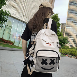 Preppy Style Smiley Face Pattern Backpack