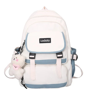 Preppy Women School Bag Panelled Nylon Backpacks Lady Middle School Students