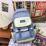 Preppy Women School Bag Panelled Nylon Backpacks Lady Middle School Students