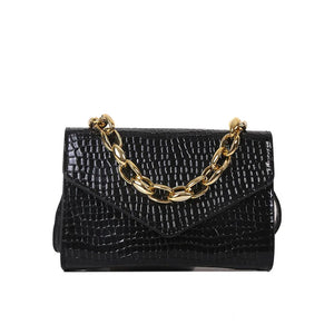 Crocodile Print Leather Shoulder Bag for Women