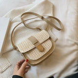 Straw Ladies Shoulder Bag High-Quality Metal Buckle Crossbody Bag Female