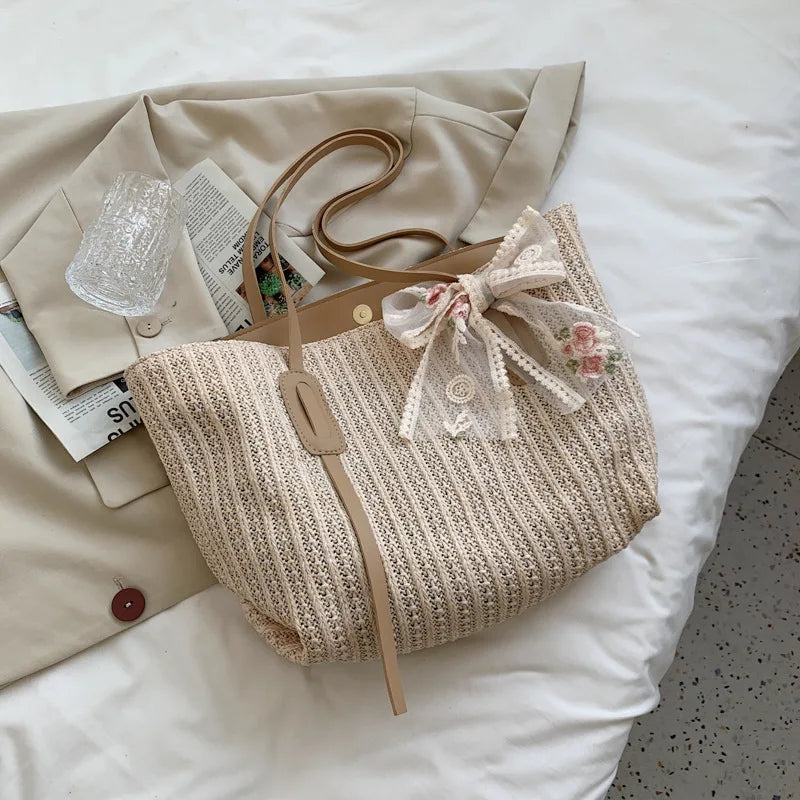 Straw Shoulder Bag for Woman Tote Bag for Women Large Capacity