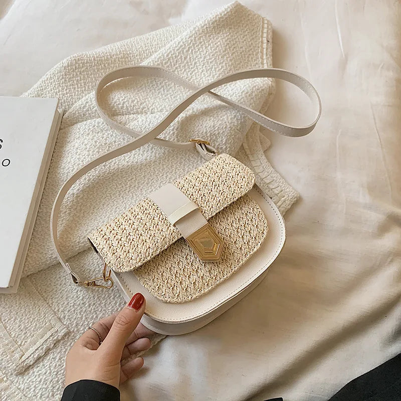 Straw Woven Bag Female Small Fresh Shoulder Messenger Bag