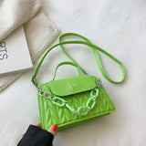 Summer Chain Women Shoulder Bags Solid Female Handbag Retro Square Bag Orange