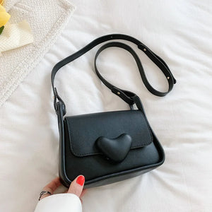 Vintage Leather Crossbody Bag for Women Love Buckle Shoulder Bag