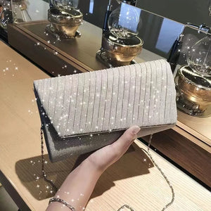 Women Crumpled Envelope Bag for Wedding Party Prom Ladies Handbag