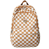 Pink Plaid School Backpacks for Girls with Pendant