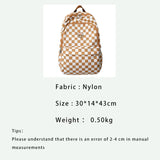 Pink Plaid School Backpacks for Girls with Pendant