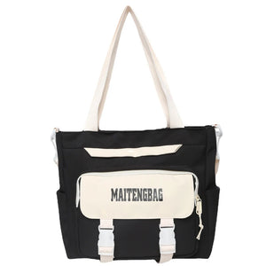 Nylon Shoulder Bag for Women, Large Capacity Laptop Satchel, Pink