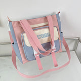 Nylon Shoulder Bag for Women, Large Capacity Laptop Satchel, Pink