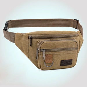 Canvas Men Waist Bag Sports Pockets Outdoor Chest Bag