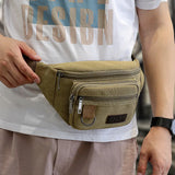 Canvas Men Waist Bag Sports Pockets Outdoor Chest Bag