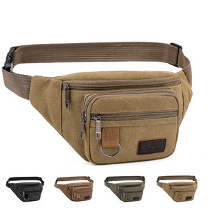 Canvas Men Waist Bag Sports Pockets Outdoor Chest Bag