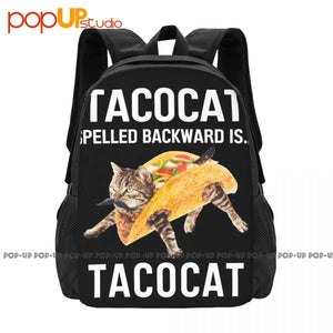 Large Capacity Tacocat Spelled Backward Backpack - Schoolbag Gym Tote Bag