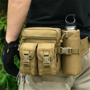 Tactical Men Waist Pack Hiking Water Bottle Phone Pouch Outdoor Sports Bag